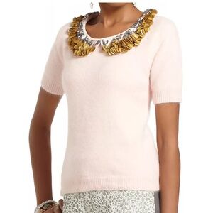 CORREY LYNN CALTER ROSE PETER PAN COLLAR ANGORA SHORT SLEEVE SWEATER